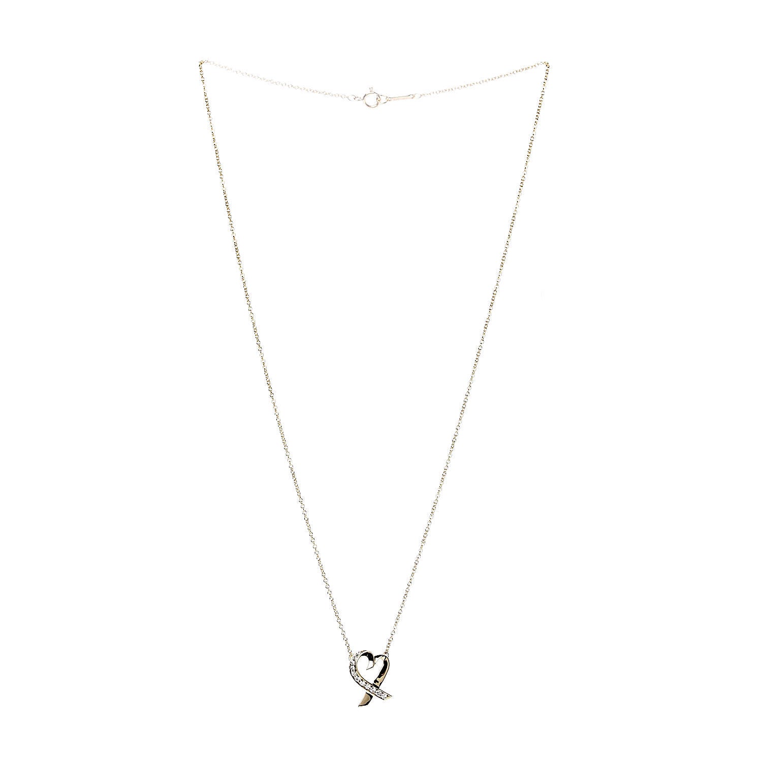Tiffany 18K Yellow Gold Diamond Small Paloma Picasso Loving Heart Pendant Necklace 3 of 6