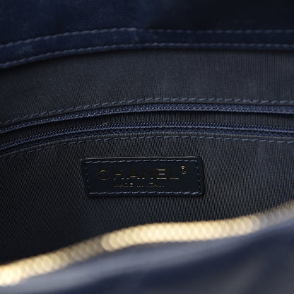 Chanel Caviar Quilted Small Zipped Shopping Tote Navy Blue 6 of 16