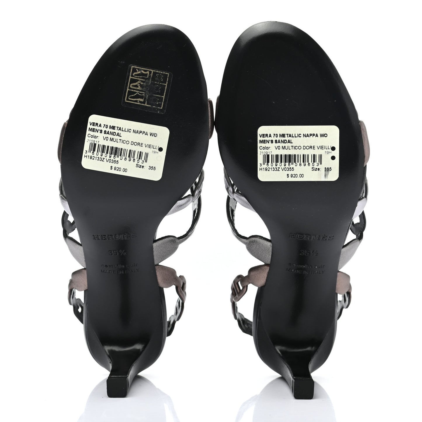 Metallic Nappa Vera Sandals 35.5 Multicolor Dore Vieilli