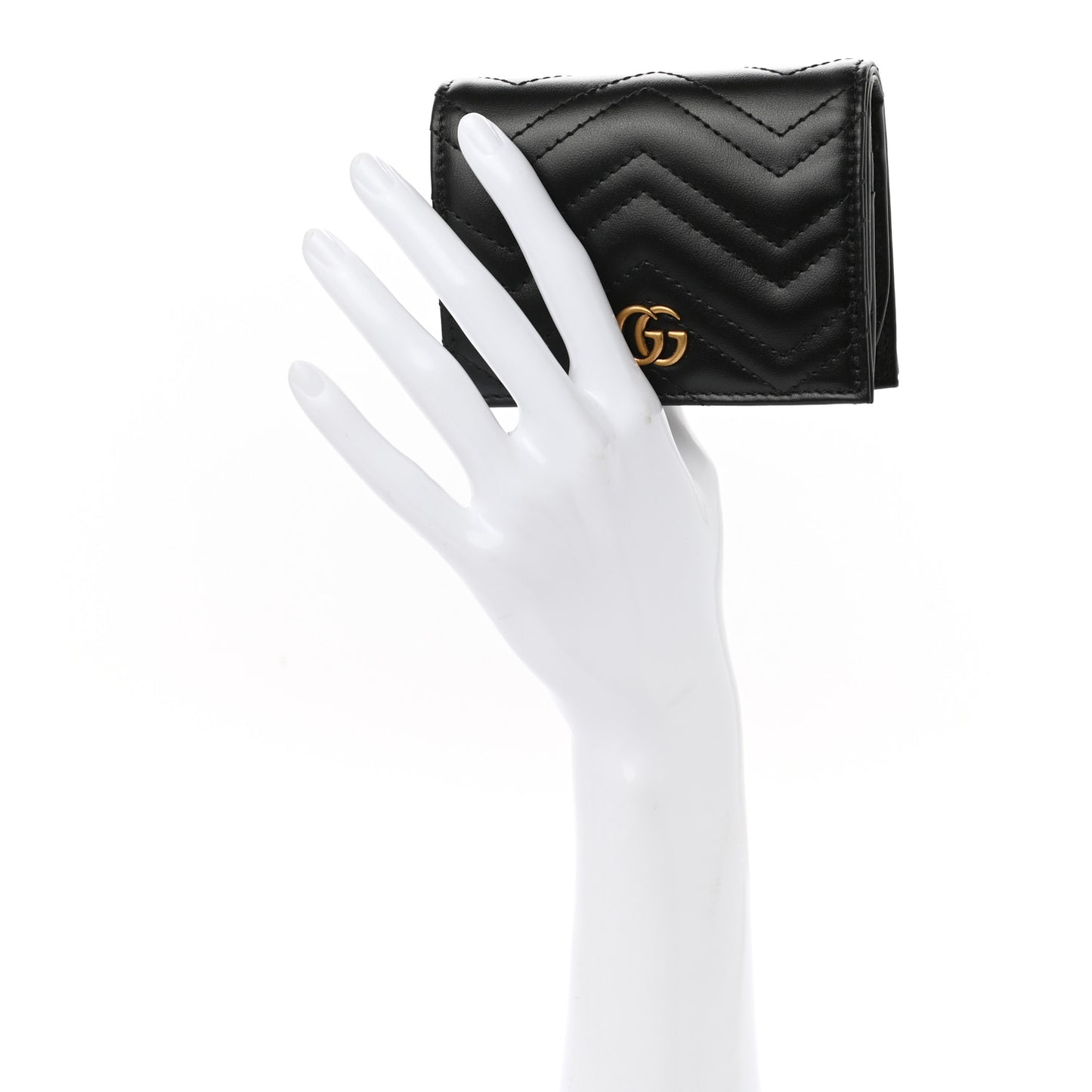 Calfskin Matelasse GG Marmont Card Case Wallet Black