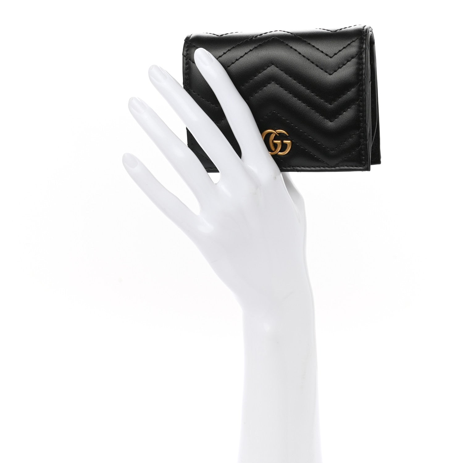 Gucci Calfskin Matelasse GG Marmont Card Case Wallet Black 2 of 7
