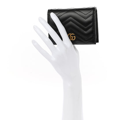 Gucci Calfskin Matelasse GG Marmont Card Case Wallet Black 2 of 7