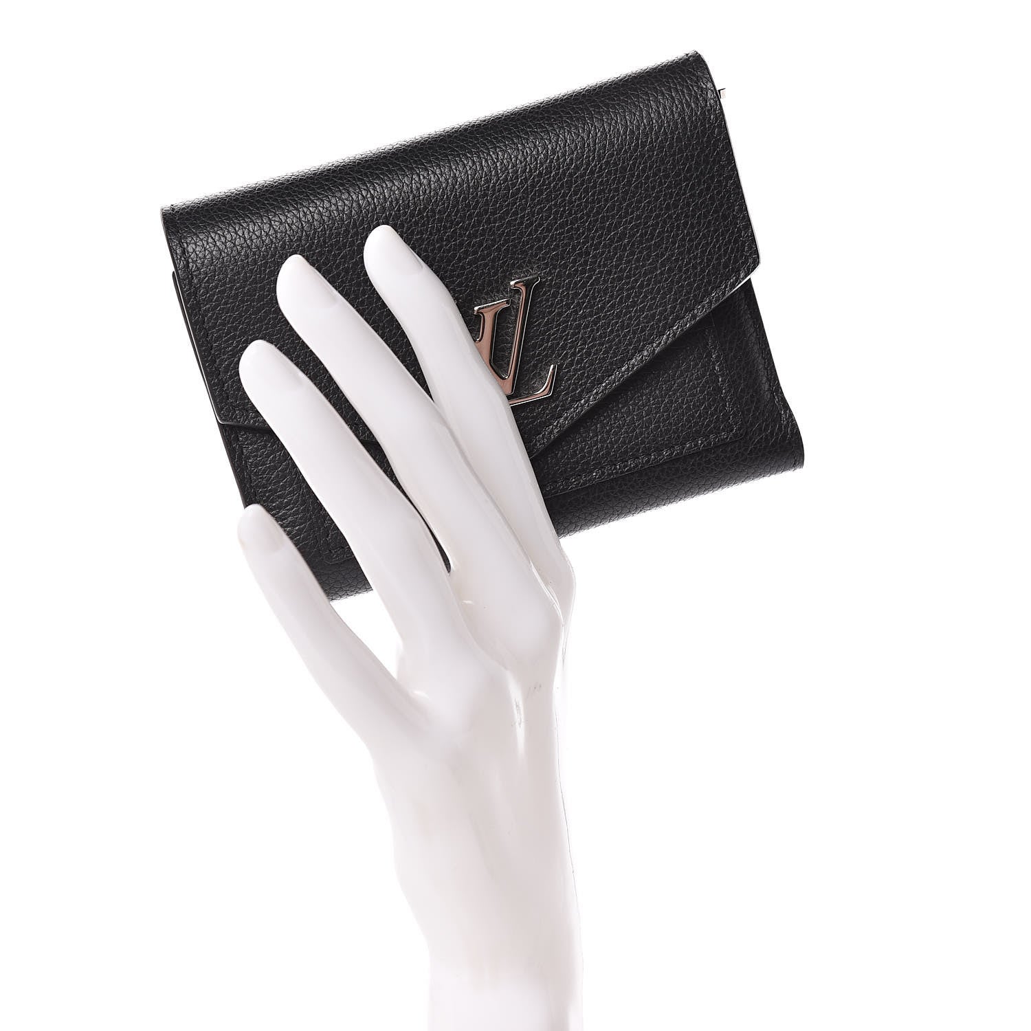 Louis Vuitton Soft Calfskin My Lockme Compact Wallet Black 2 of 7