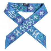 Hermes Silk Kelly En Perles Twilly Bleu 1 of 19