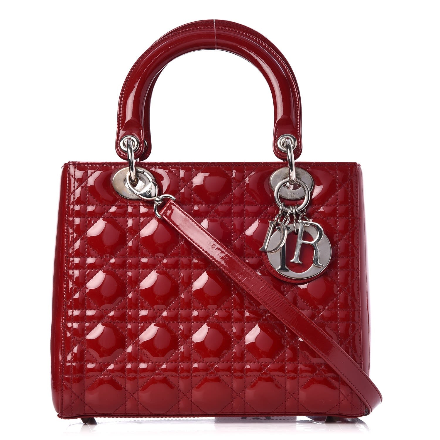 Christian Dior Patent Cannage Medium Lady Dior Red 1 of 7