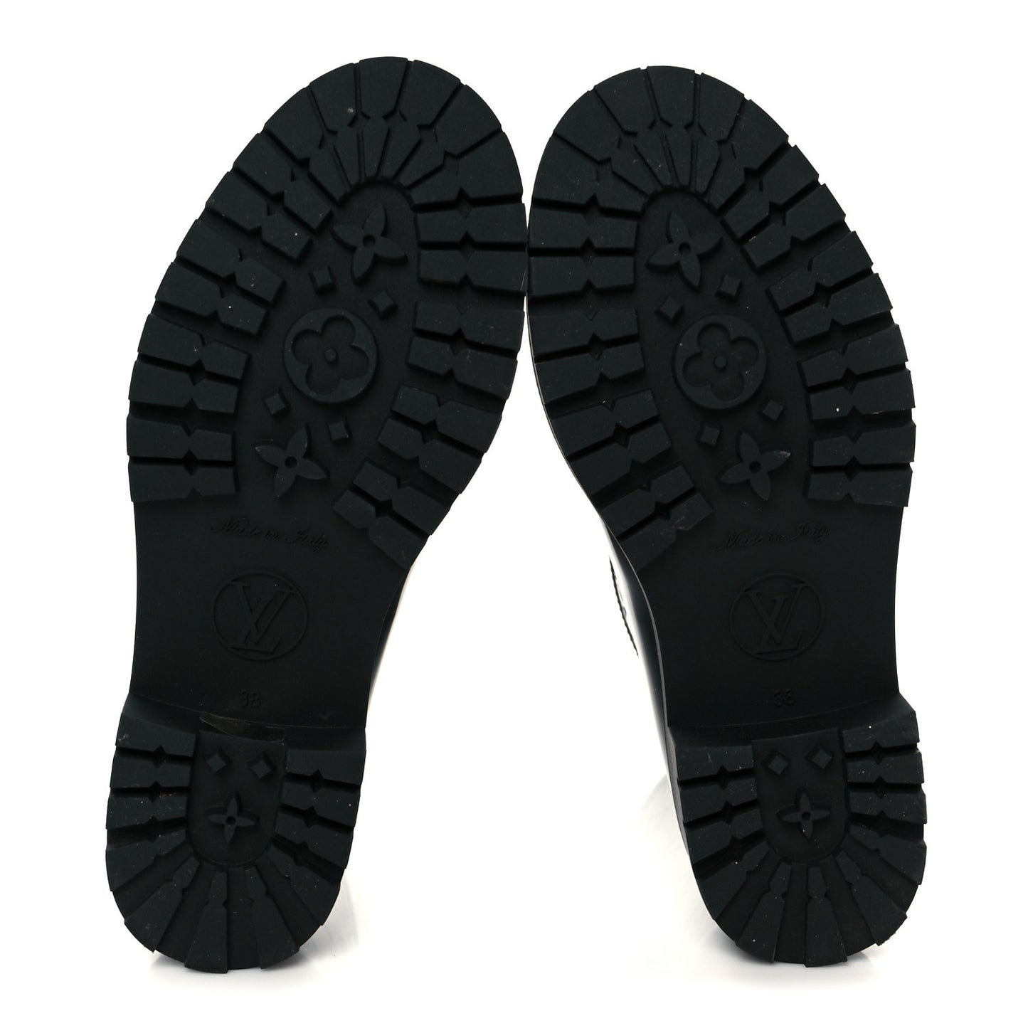 Rubber Embossed Monogram Drops Flat Half Boots 38 Black