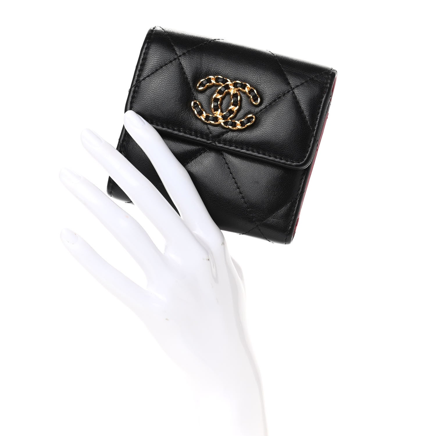 Chanel Lambskin Quilted Chanel 19 Small Flap Wallet Black 2 of 7