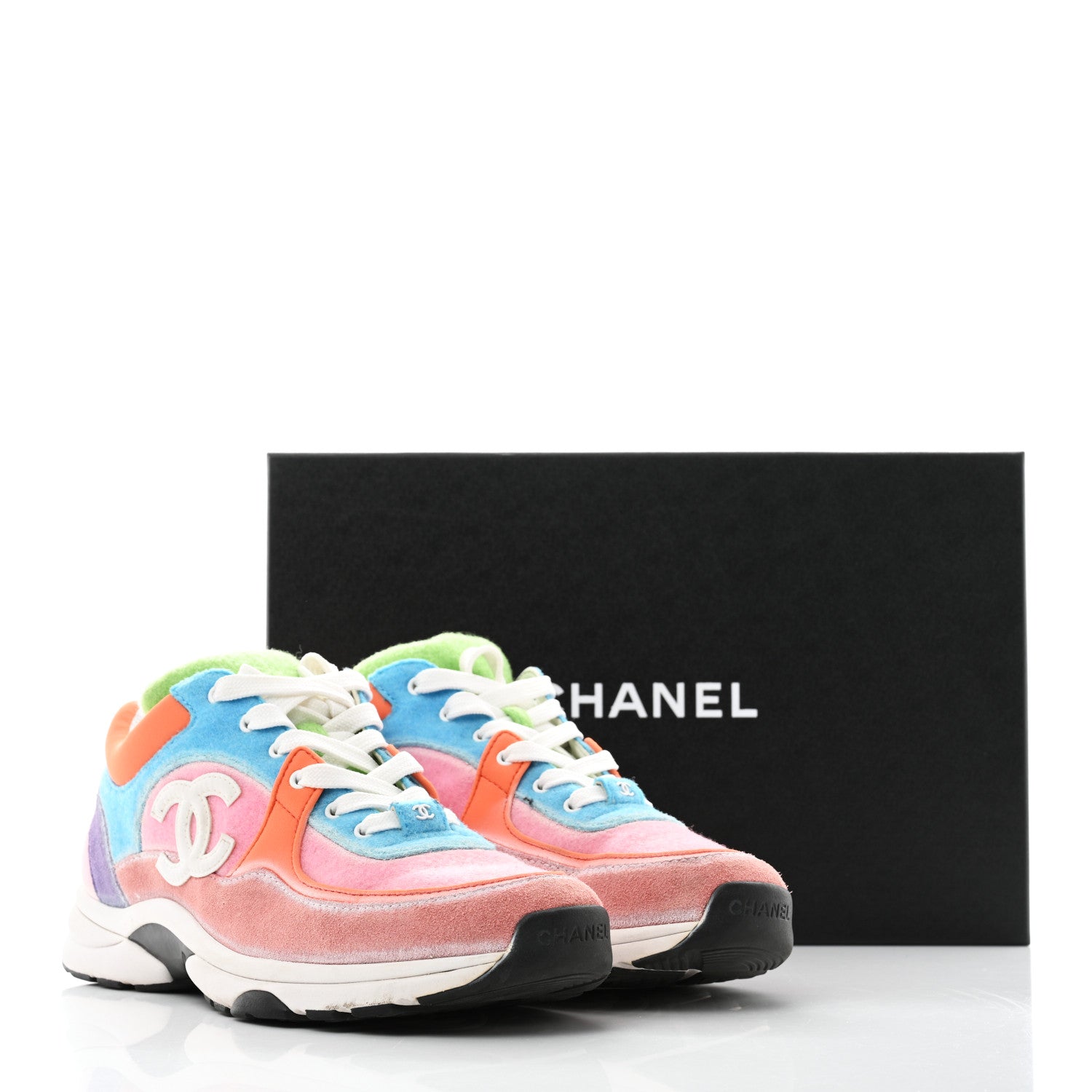 Chanel Farbic Suede Calfskin CC Sneakers 39 Multicolor 9 of 9