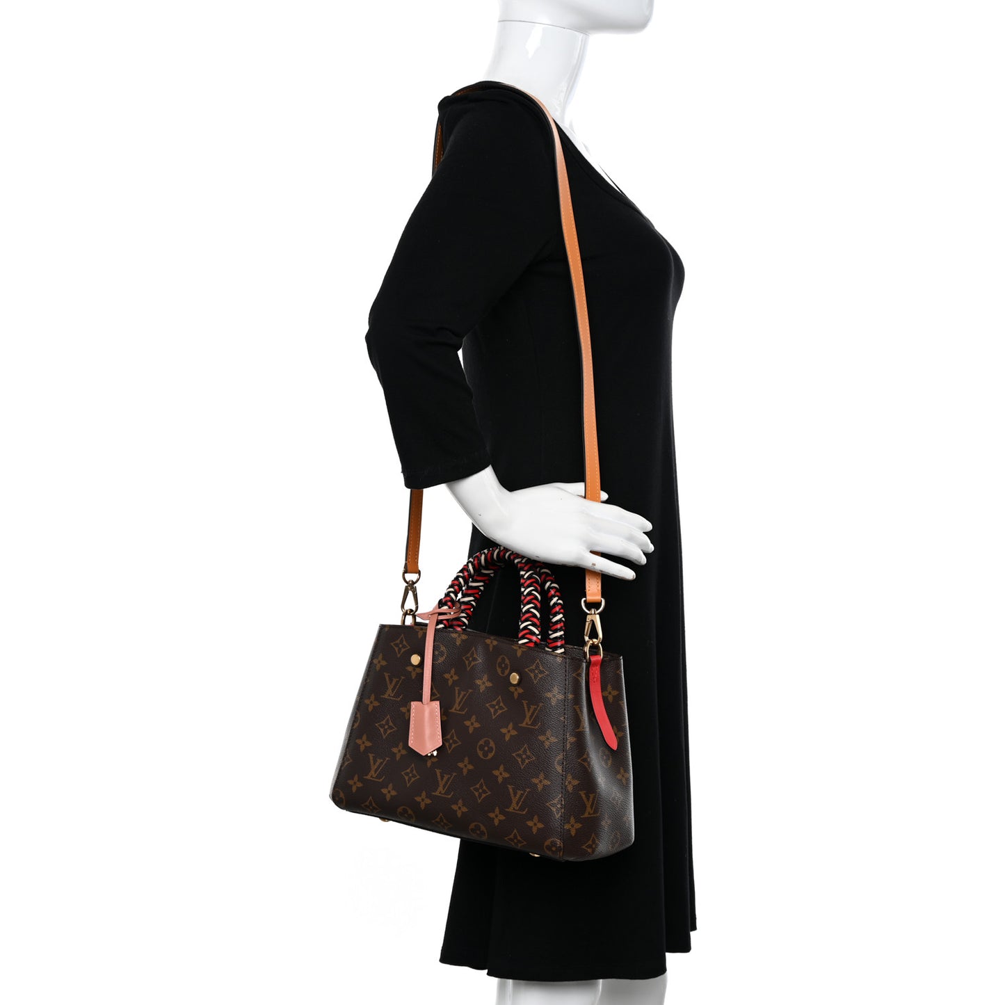 LOUIS VUITTON Monogram Braided Montaigne BB Coquelicot Creme Safran Peach