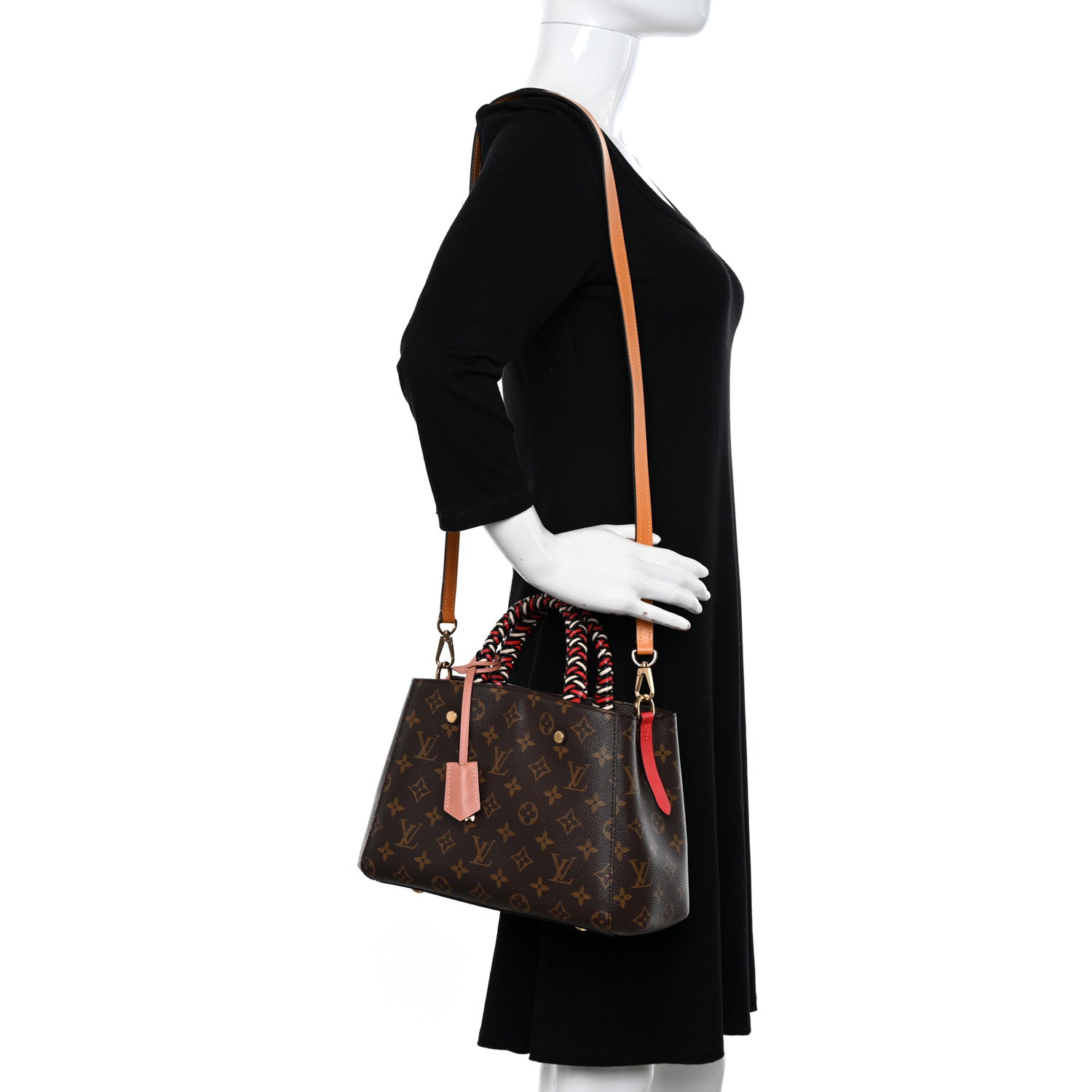 Louis Vuitton LOUIS VUITTON Monogram Braided Montaigne BB Coquelicot Creme Safran Peach 2 of 9