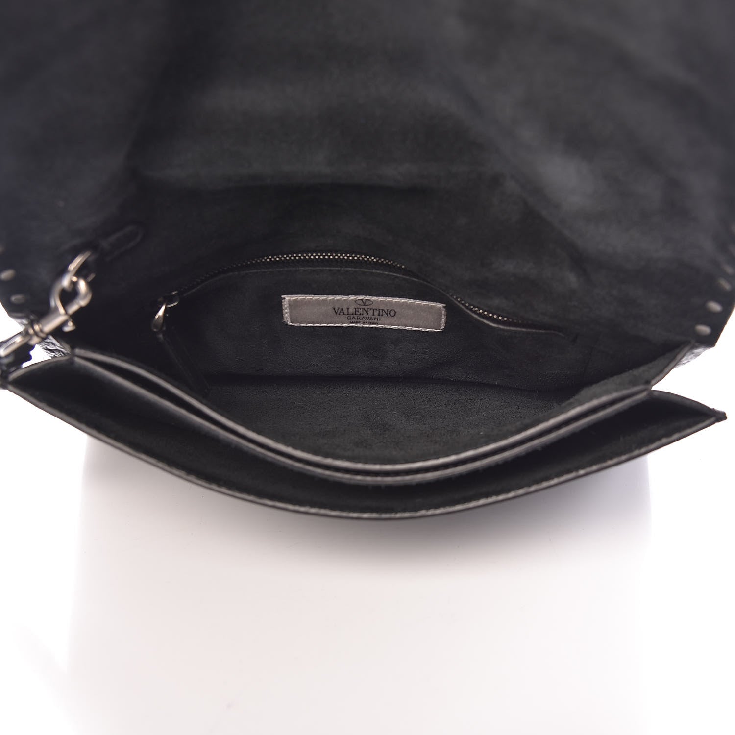 Valentino Garavani Pebbled Calfskin Star Rockstud Rolling Wristlet Clutch Black 5 of 11