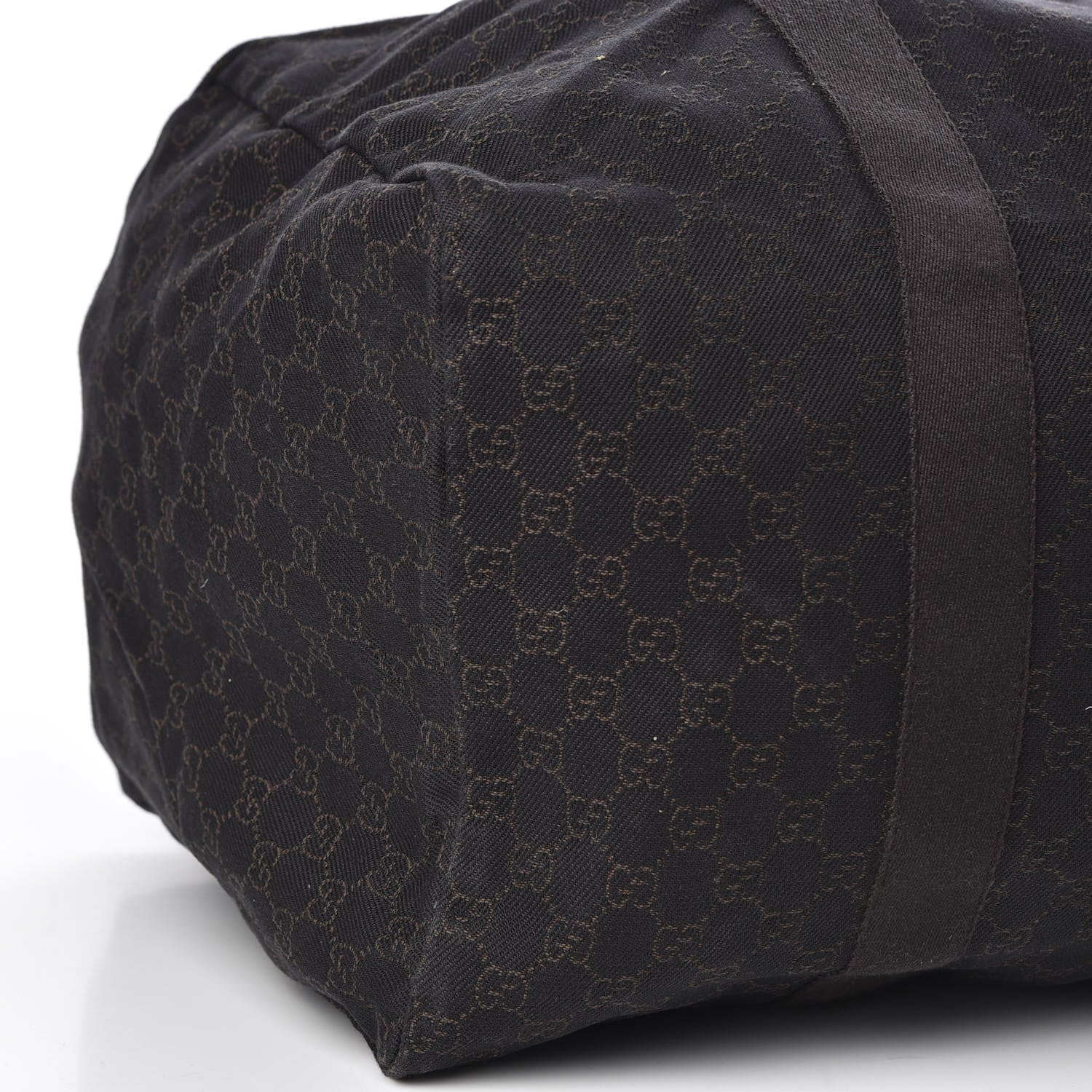 Gucci Denim Monogram Large Collapsible Carry On Duffle Bag Brown 5 of 10