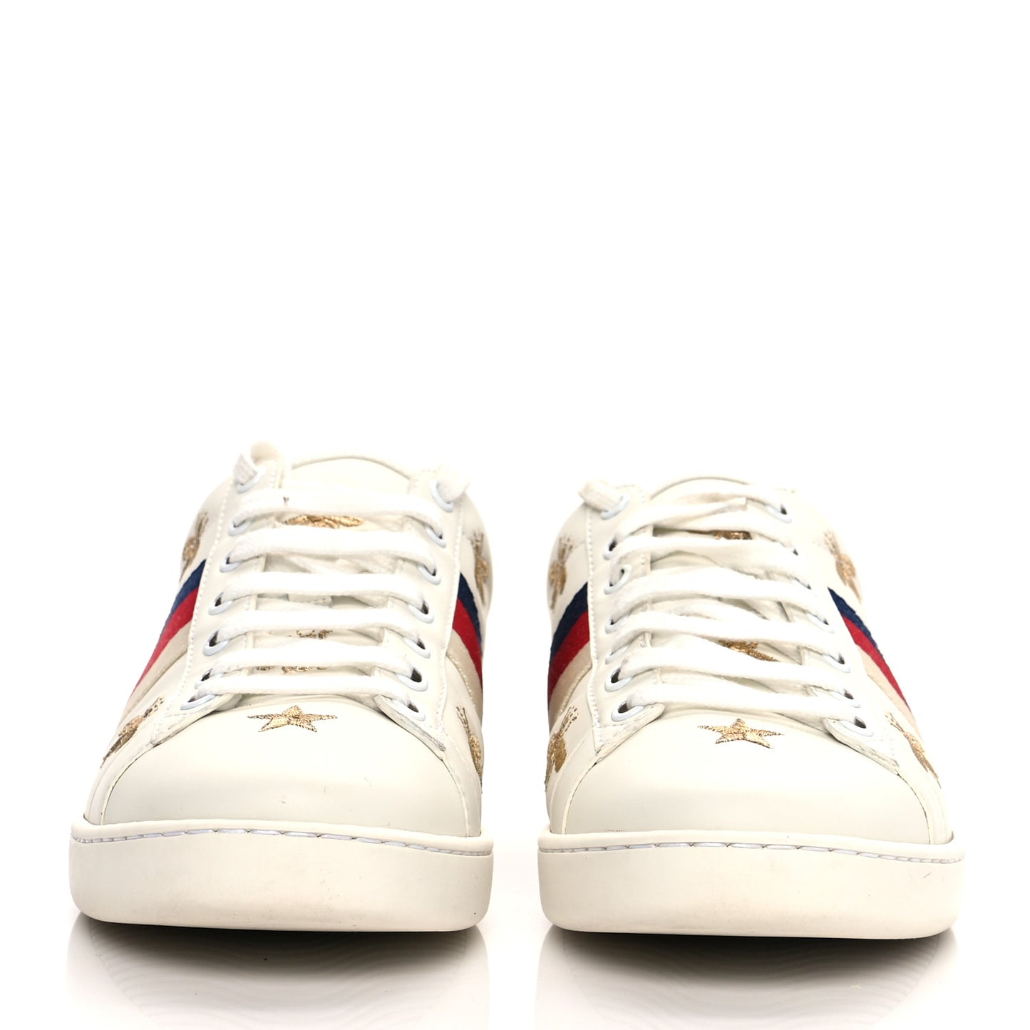 Calfskin Bee Star Embroidered Sylvie Web Ace Sneakers 39 White
