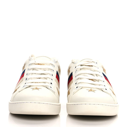 Gucci Calfskin Bee Star Embroidered Sylvie Web Ace Sneakers 39 White 2 of 14
