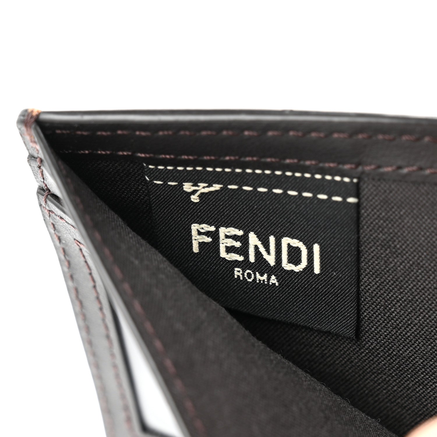 Fendi Vitello King Grace Light Logo Embossed Bifold Wallet Cuoio Ebano 6 of 9