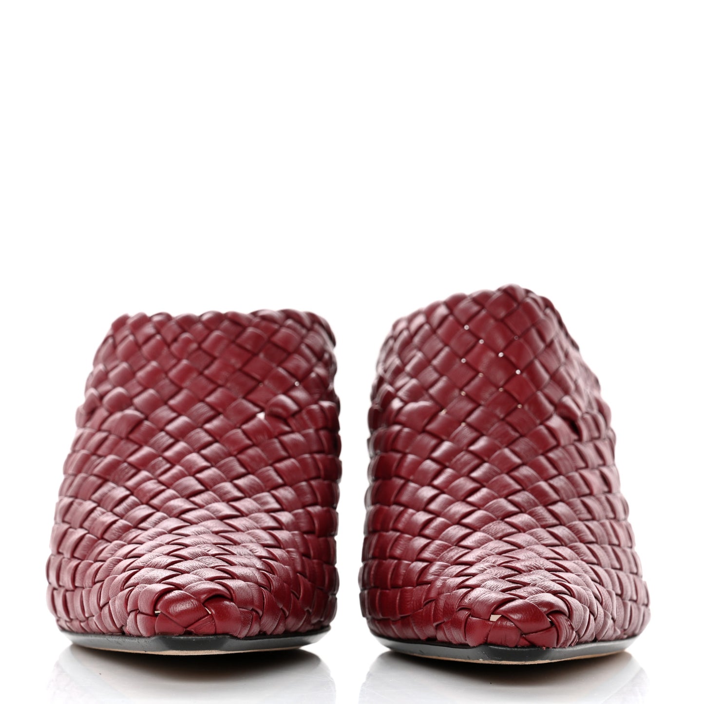 Nappa Intrecciato Almond Mules 38.5 Red