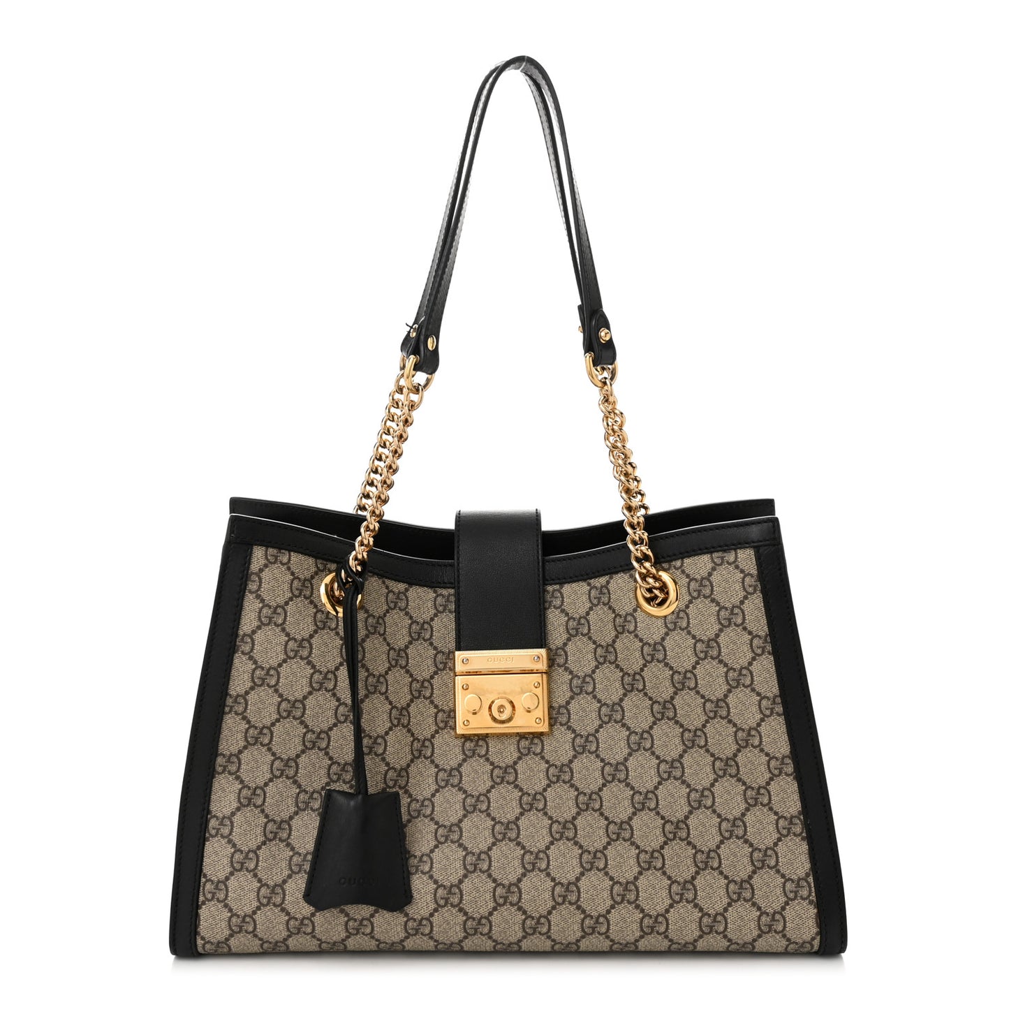 GG Supreme Monogram Medium Padlock Tote Black