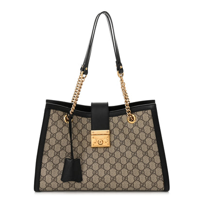 Gucci GG Supreme Monogram Medium Padlock Tote Black 1 of 12