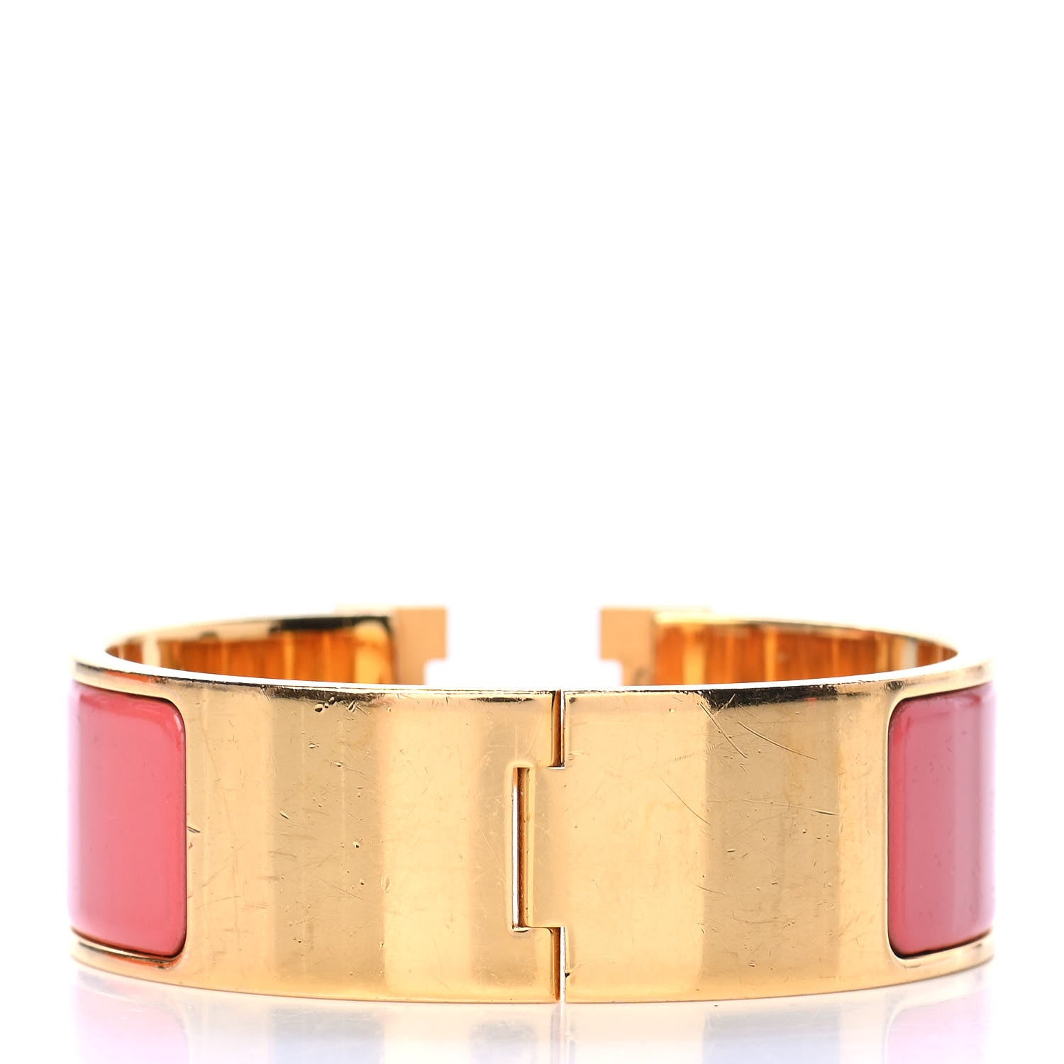 Hermes Enamel Wide Clic Clac H Bracelet GM Rouge Corail 2 of 3
