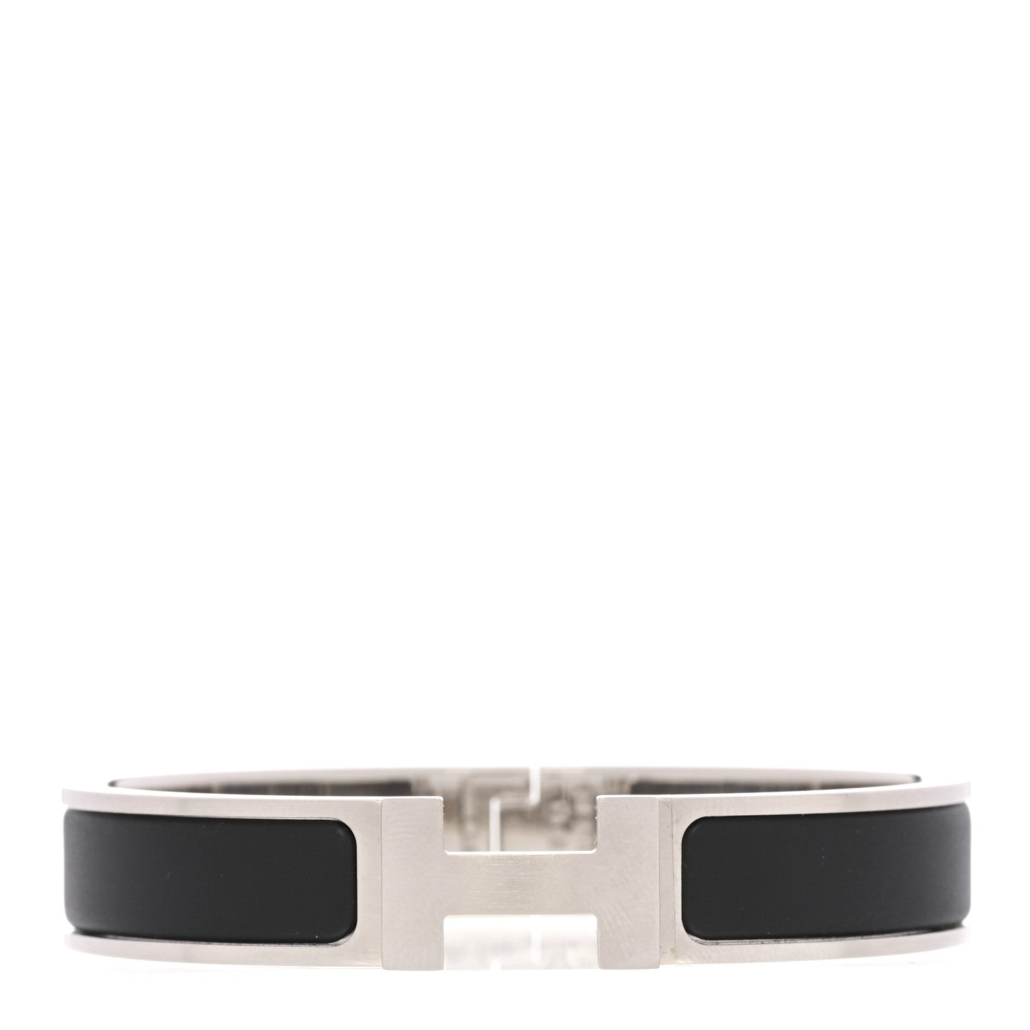 Hermes Matte Enamel Narrow Clic Clac HH Bracelet T3 Black 1 of 5