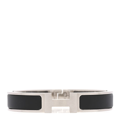 Hermes Matte Enamel Narrow Clic Clac HH Bracelet T3 Black 1 of 5