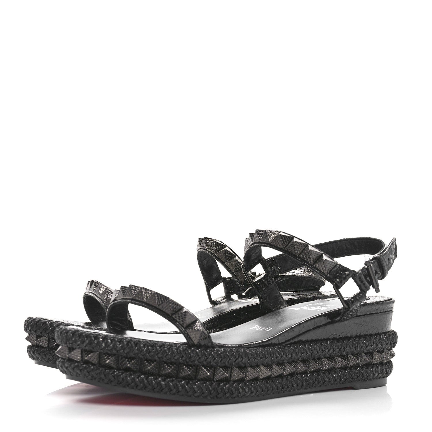 Christian Louboutin Snakeskin Pyraclou 60 Platform Sandals 38 Black 3 of 7
