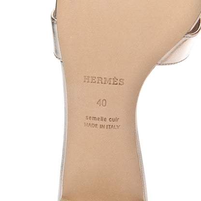 Hermes Metallic Nappa Oasis Sandals 40 Rose Dore 7 of 14