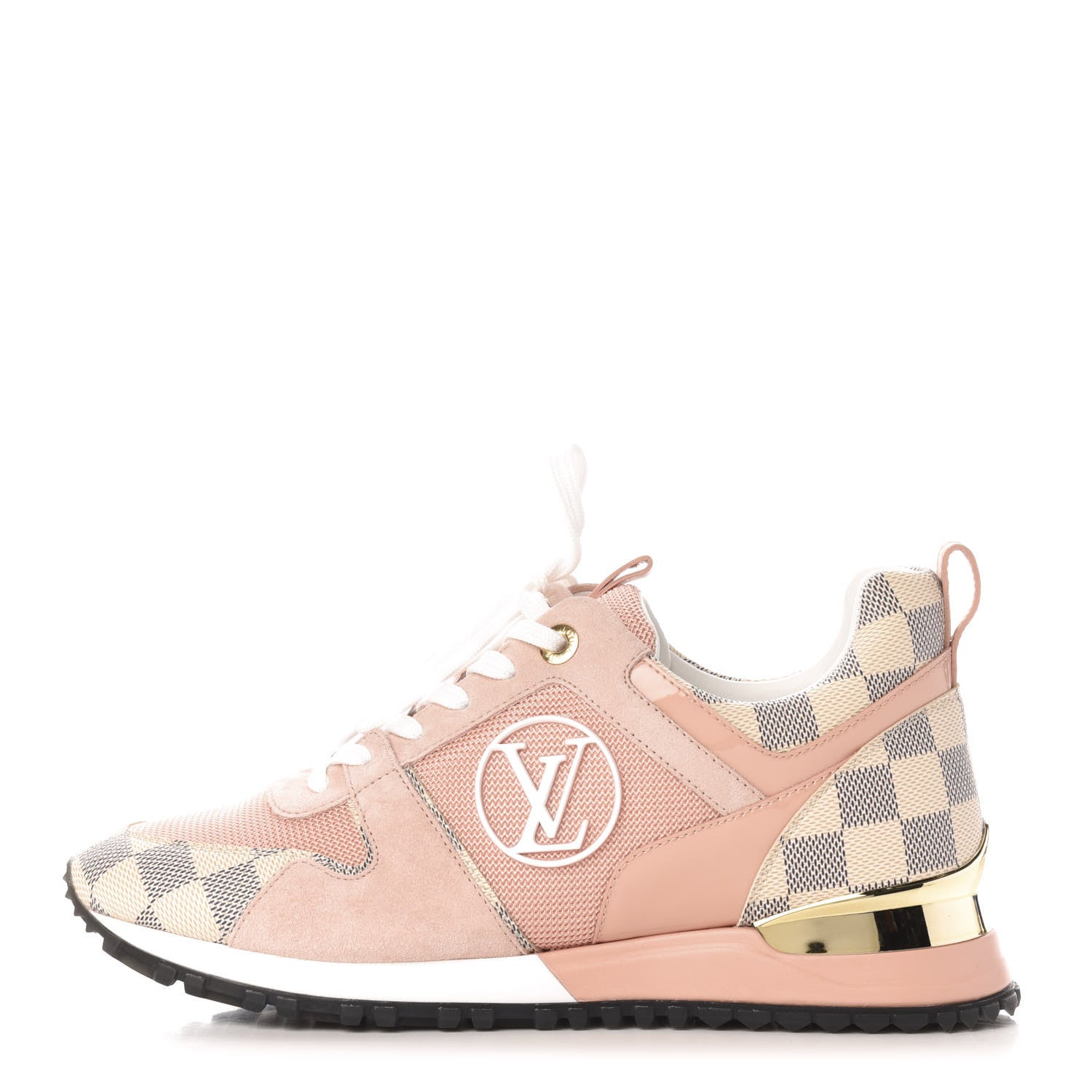 Louis Vuitton Suede Damier Azur Run Away Sneakers 38.5 Pink 1 of 9