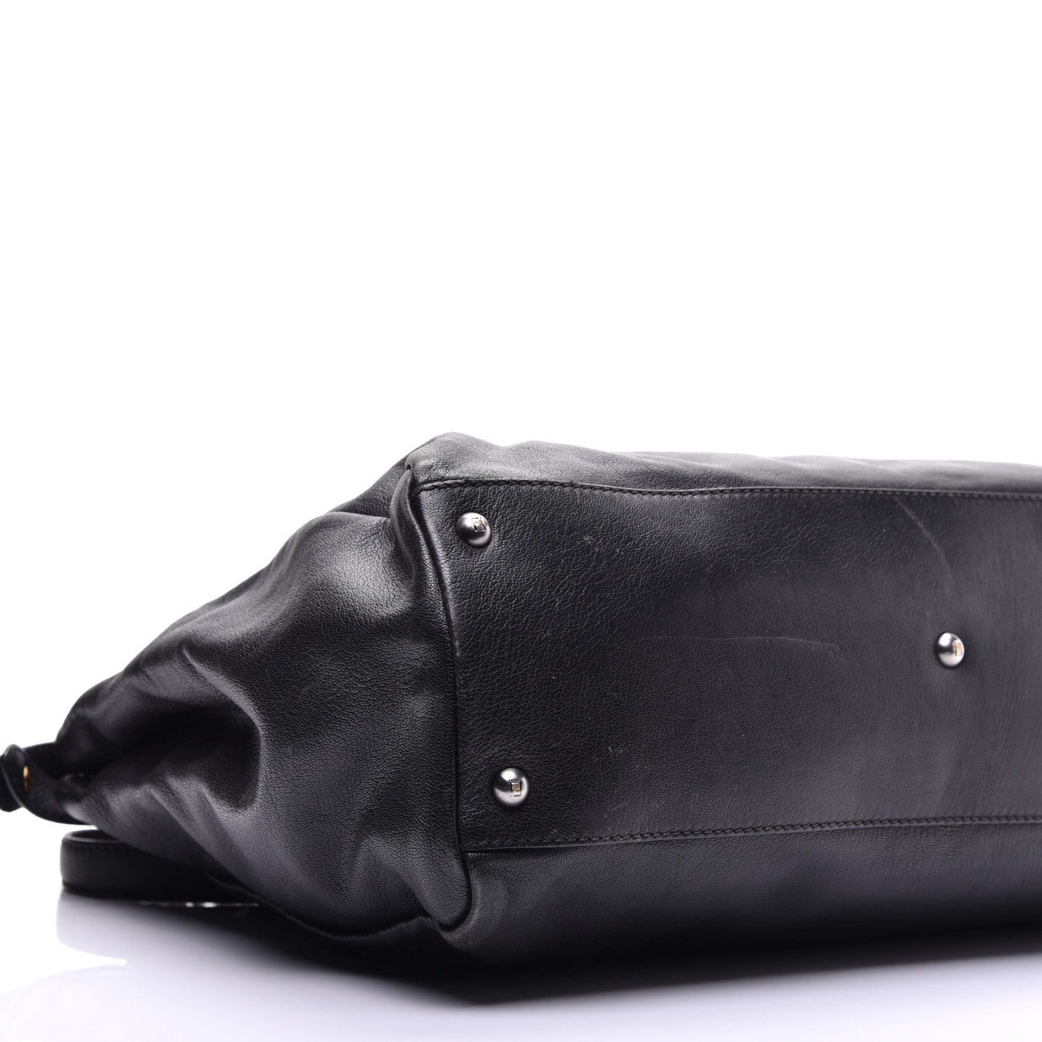 Fendi Goatskin Large Peekaboo Iconic Satchel Black 8 of 11