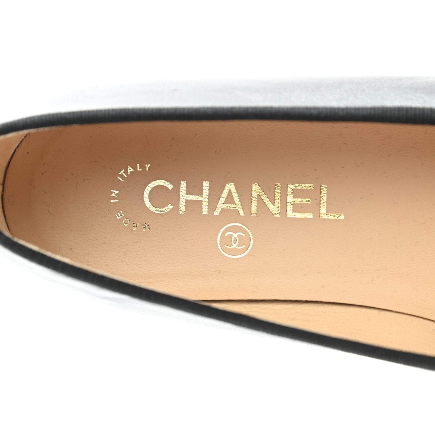 Lambskin Patent Cap Toe Ballerina Flats 39 Black
