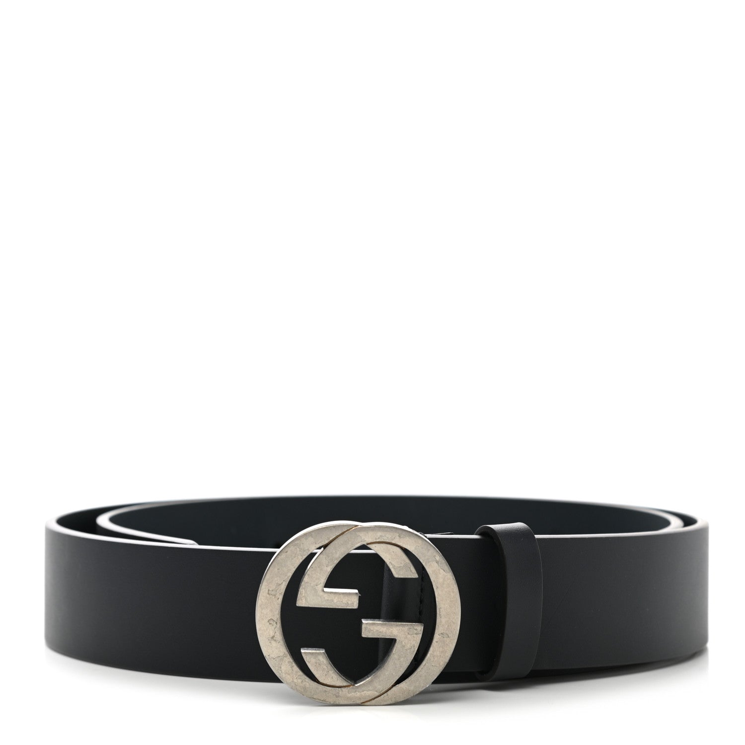 Gucci Selleria Calfskin Mens Interlocking G 37mm Belt 105 42 Black 1 of 7