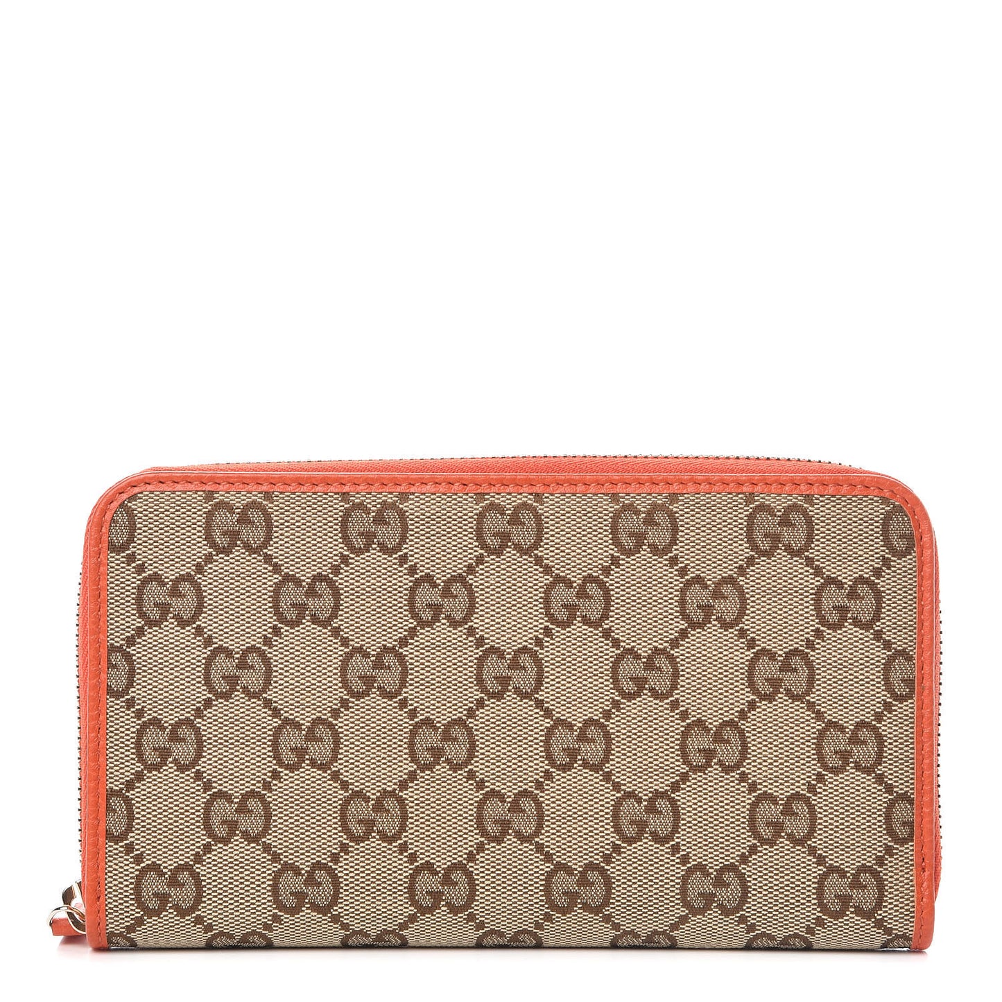 Monogram Dollar Calfskin Zip Around Wallet Beige Ebony Sun Orange