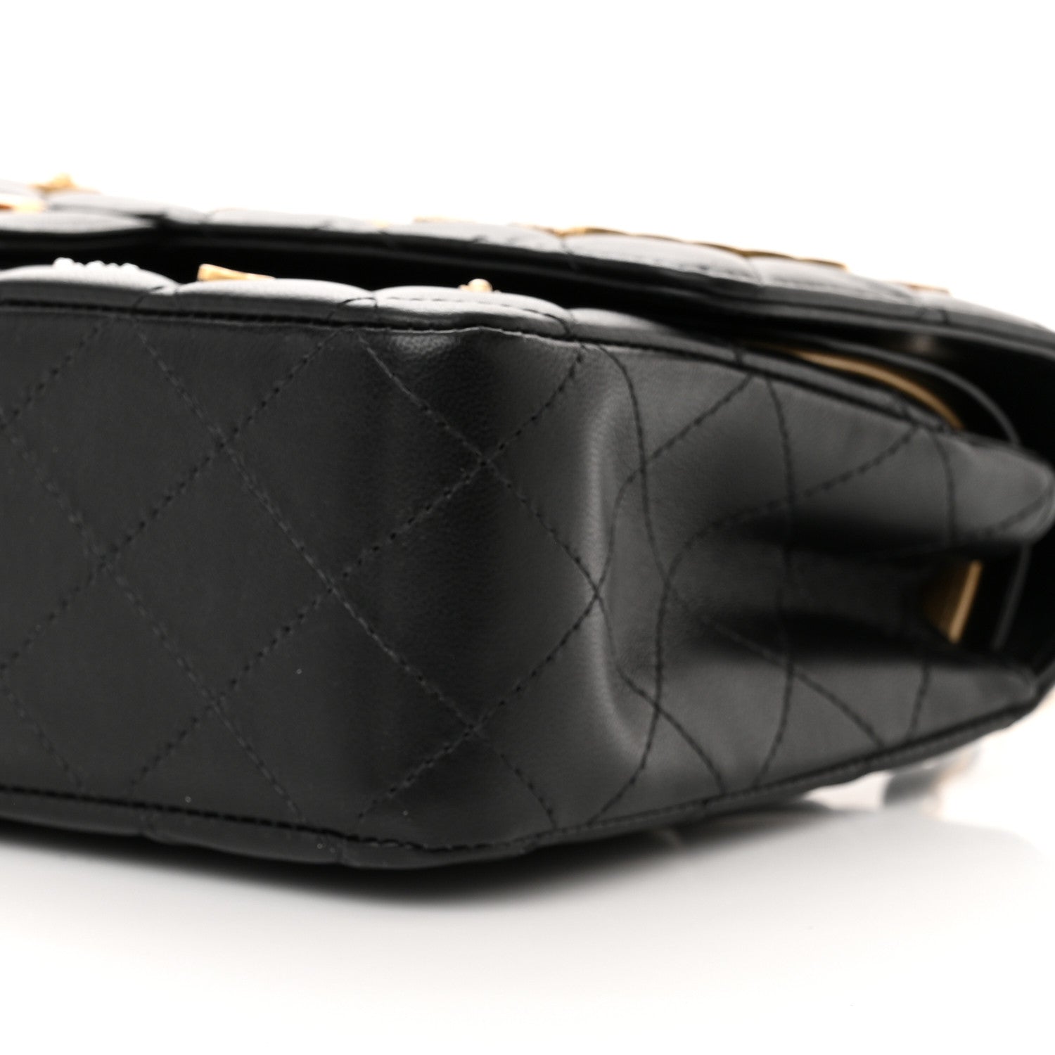 Chanel Lambskin Quilted Medium Rue Cambon Charms Double Flap Black 10 of 14