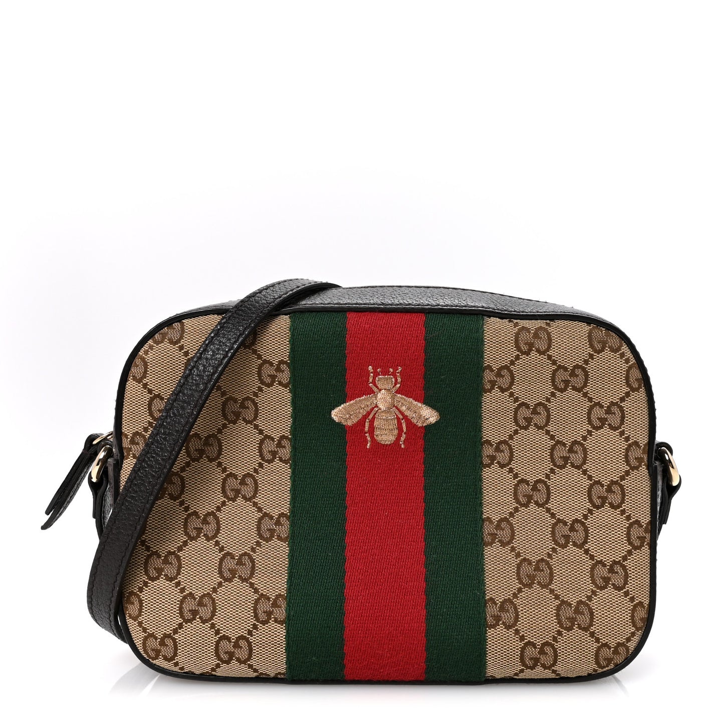 GG Supreme Monogram Web Small Webby Bee Shoulder Bag Dark Brown