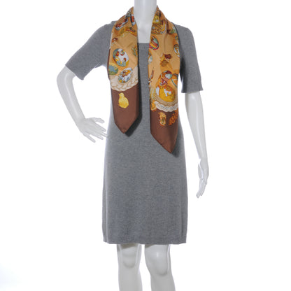 Hermes Silk Couvee D Scarf 90 Brown 3 of 8