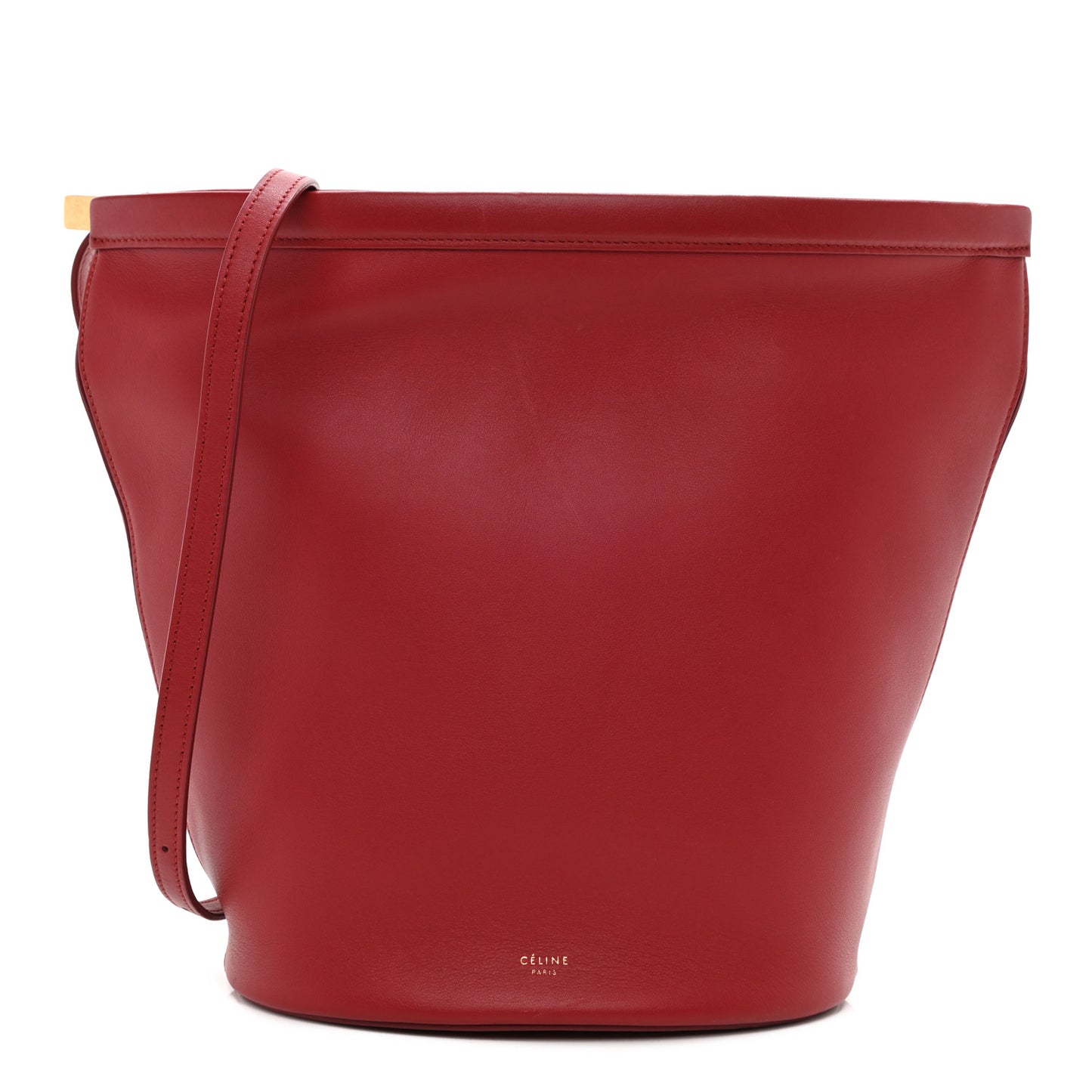 Smooth Calfskin Clasp Bucket Bag Red