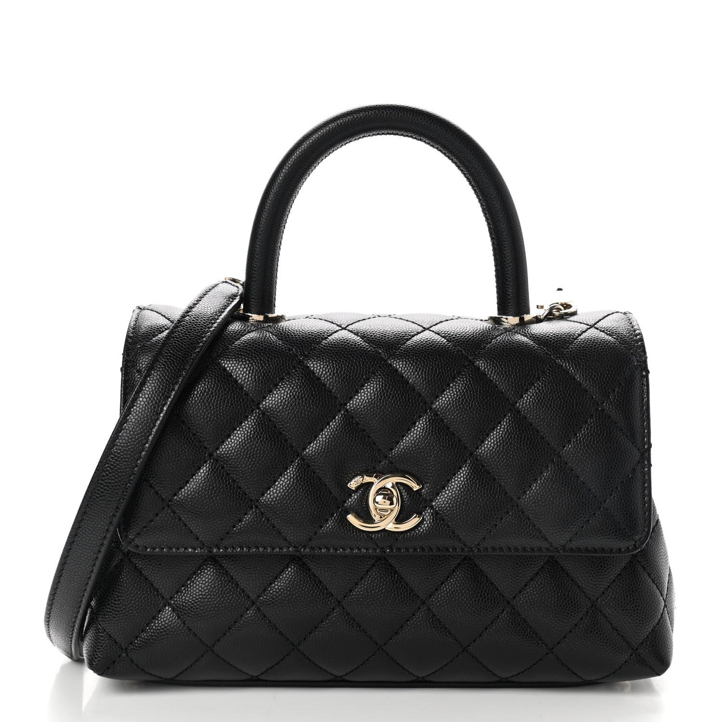 Caviar Quilted Mini Coco Handle Flap Black