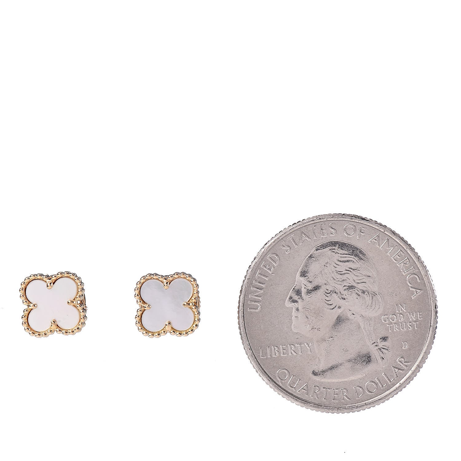 Van Cleef & Arpels 18K Yellow Gold Mother of Pearl Sweet Alhambra Earrings 2 of 5