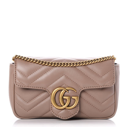 Gucci Calfskin Matelasse Super Mini GG Marmont Shoulder Bag Porcelain Rose 1 of 8