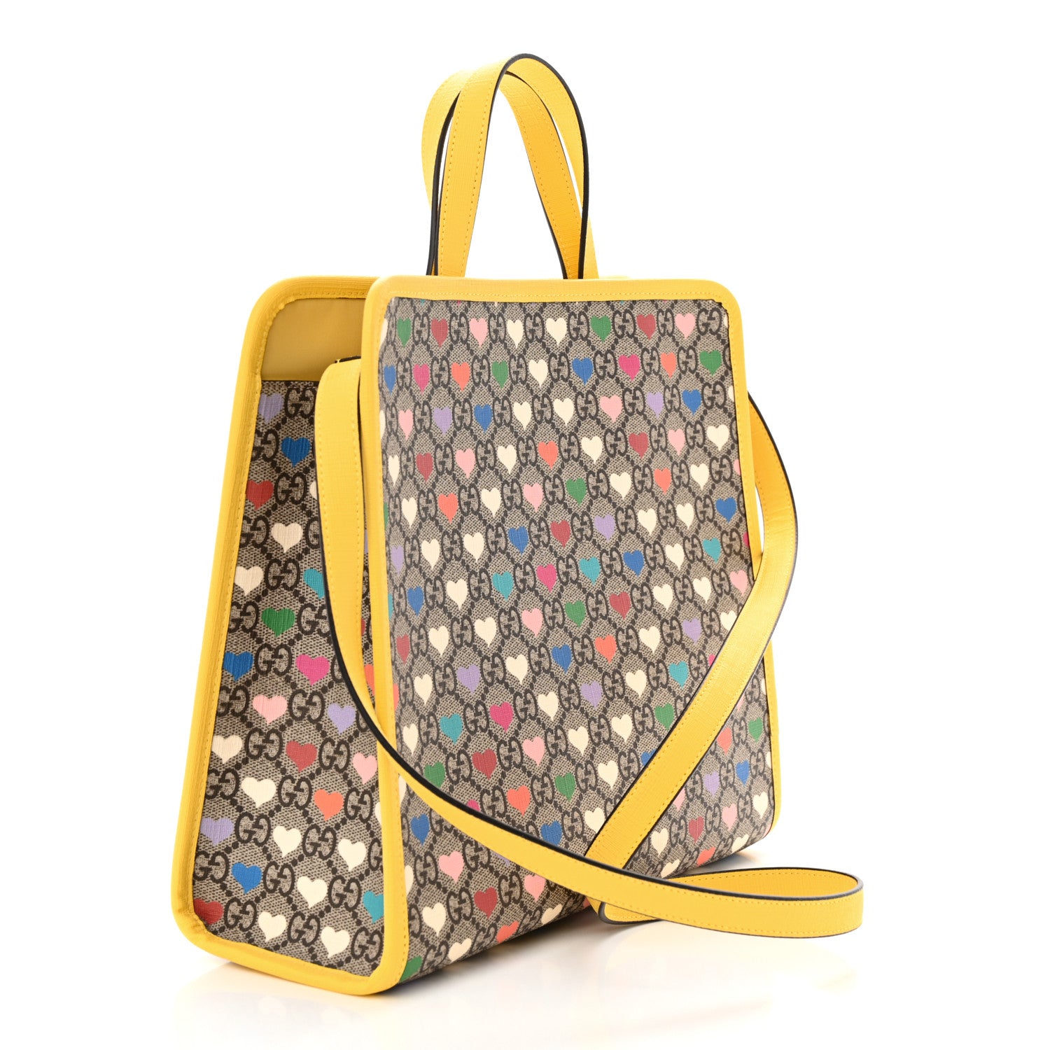 Gucci GG Supreme Monogram Hearts Childrens Tote Beige Ebony Multicolor Freesia 3 of 11