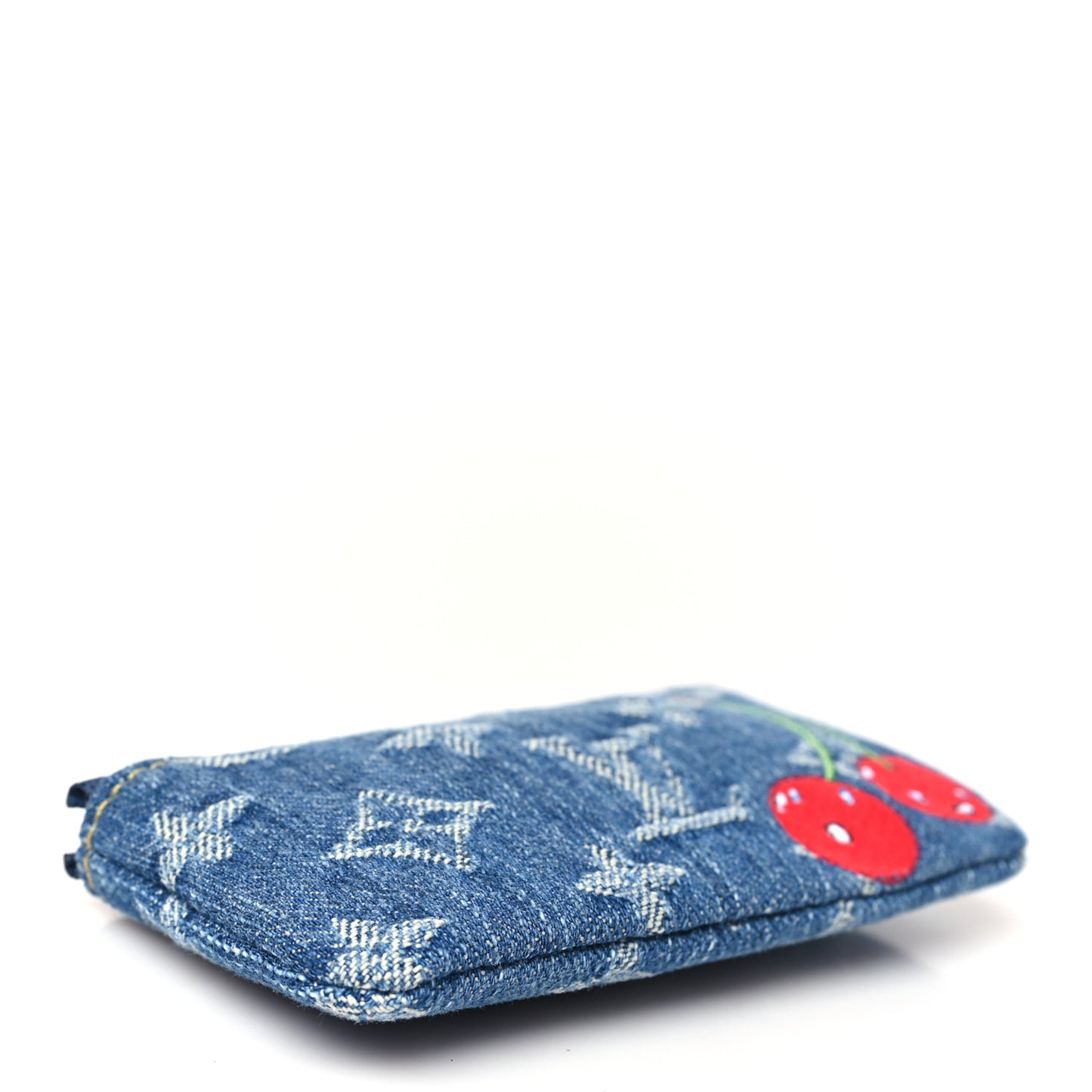 LV X TM Monogram Denim Cerises Key Pouch Blue