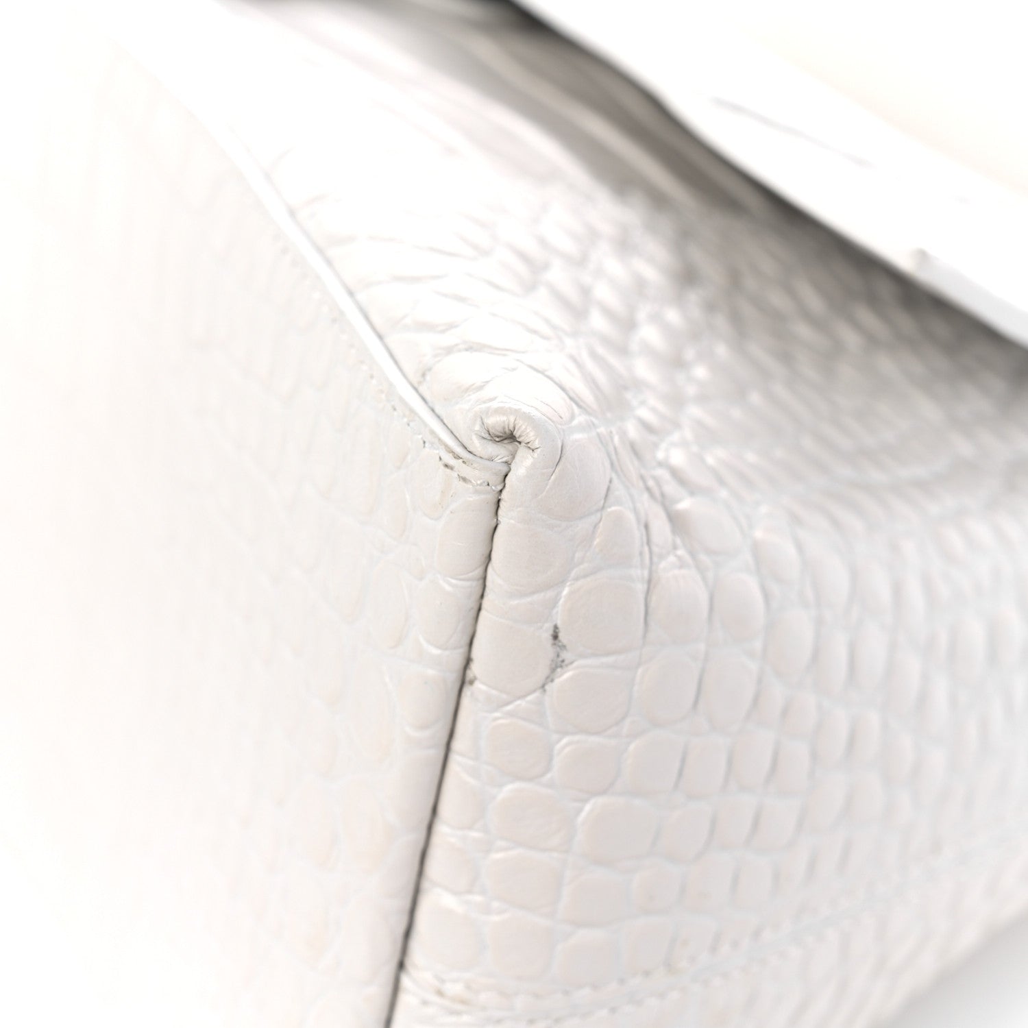 Balenciaga Extra Supple Calfskin Crocodile Embossed M Downtown Shoulder Bag White 11 of 14