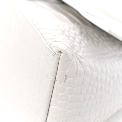 Balenciaga Extra Supple Calfskin Crocodile Embossed M Downtown Shoulder Bag White 11 of 14