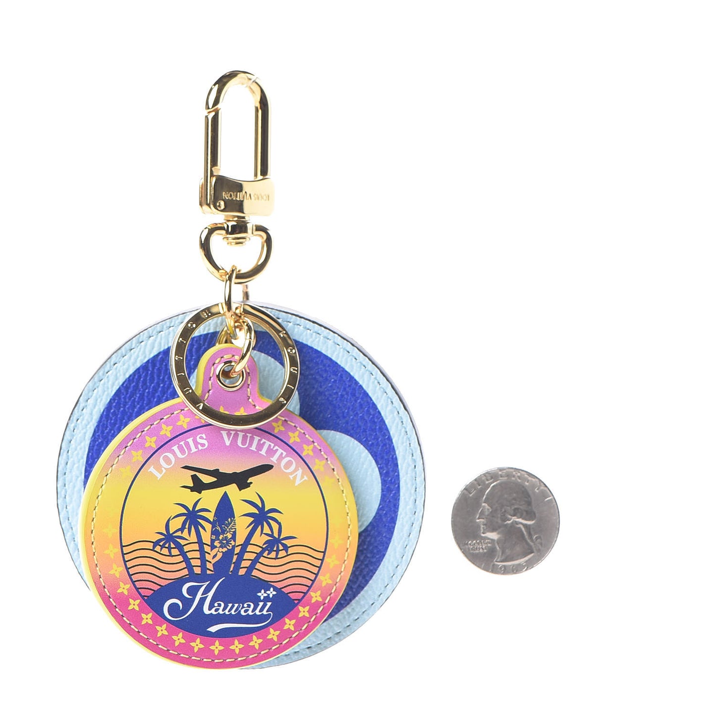 Monogram Giant Hawaii Bag Charm Key Holder Blue