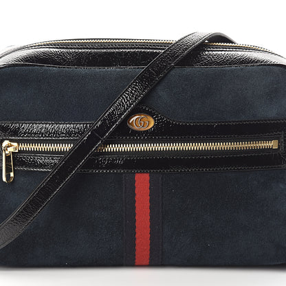 Gucci Suede Patent Web Small Ophidia Shoulder Bag Blue Black 6 of 8