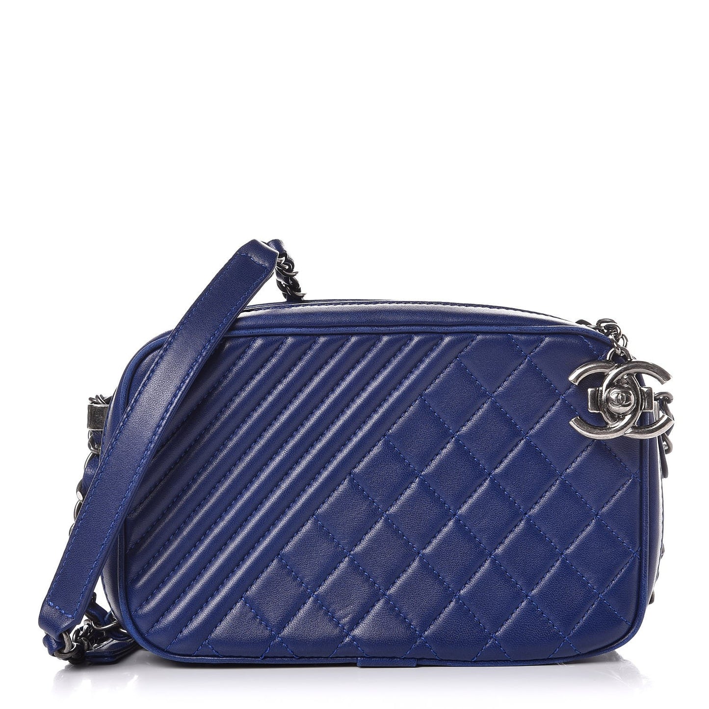 Lambskin Small Coco Boy Camera Case Blue