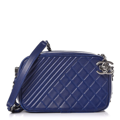 Chanel Lambskin Small Coco Boy Camera Case Blue 1 of 10