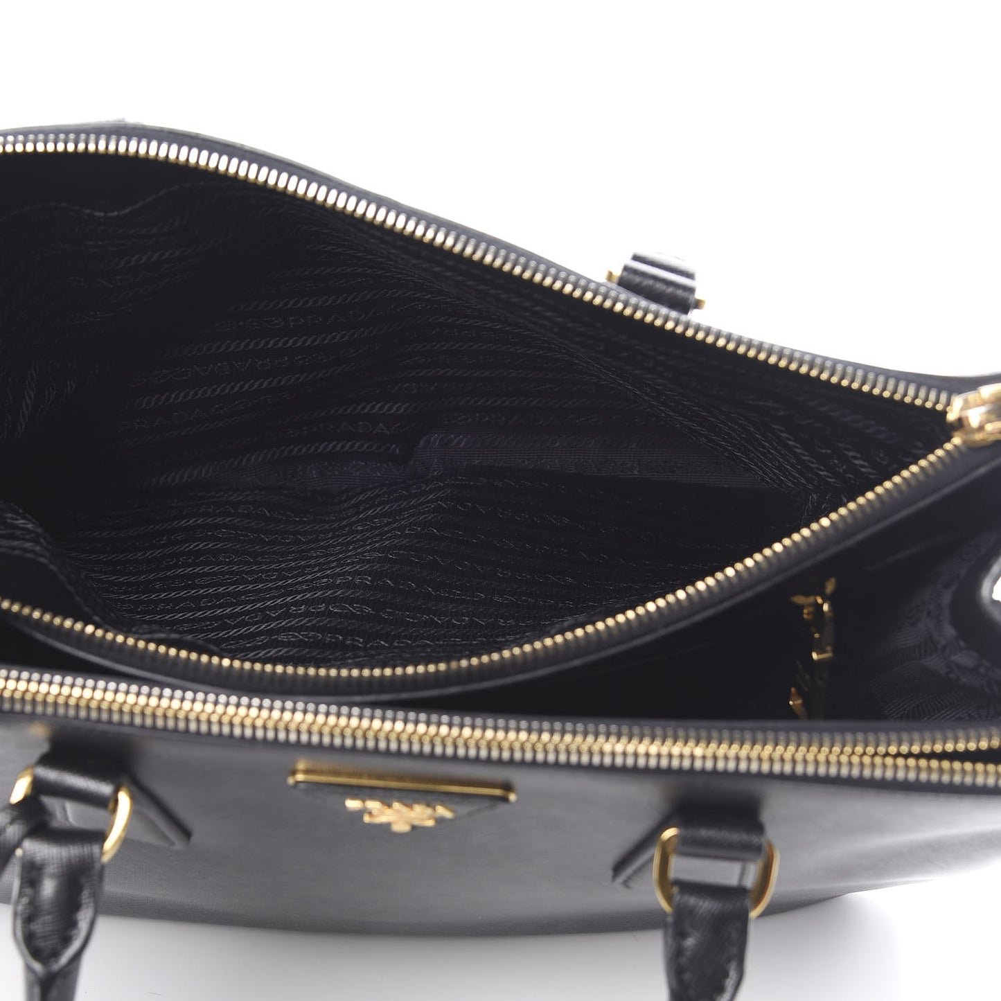 Saffiano Medium Galleria Double Zip Tote Black