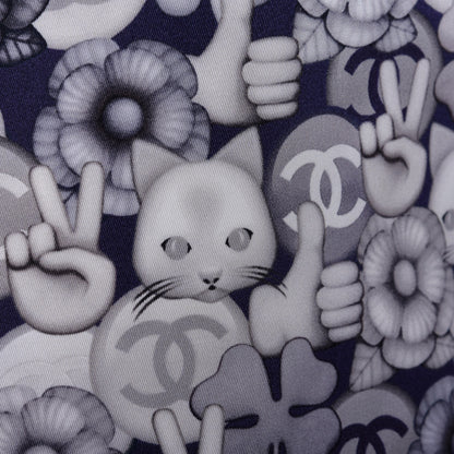 Chanel Nylon Cat Emoticon Tote Navy Silver 10 of 10