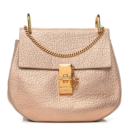 Chloe Metallic Grained Goatskin Drew Shoulder Bag Rose Gold 1 of 4